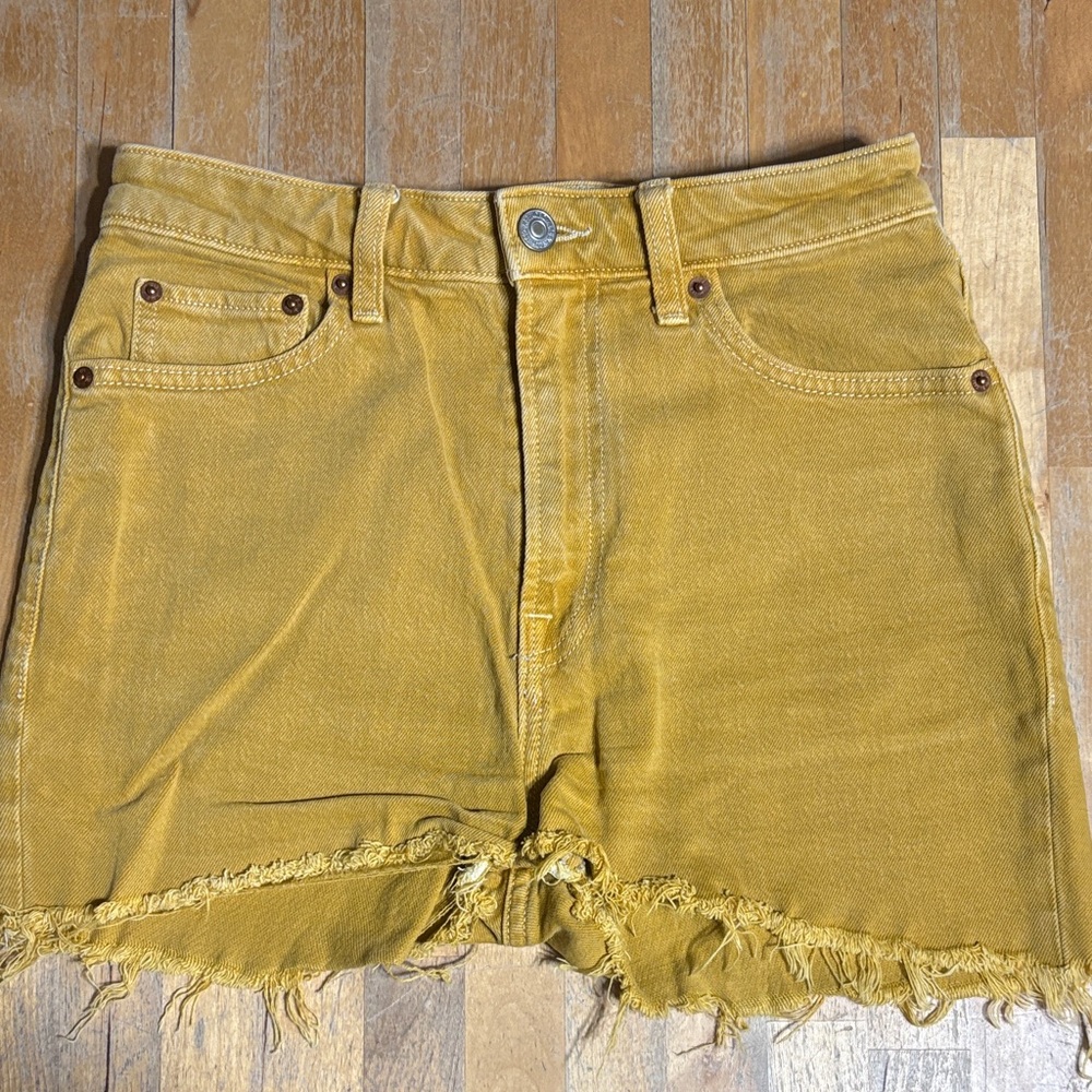 Abercrombie & Fitch Mustard Yellow Denim Jean Shorts